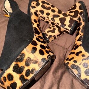 Leopard slingback chunky platforms